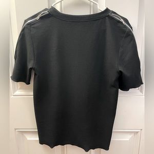 ZARA Zippers Detail Short Sleeves T-shirt - Black - Medium